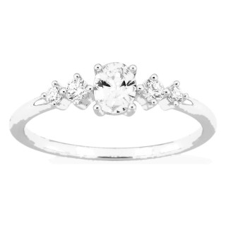 Anillo de plata de ley 925 rodiada con circonitas