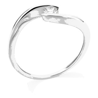 Anillo solitario de oro blanco 9K con diamante creado 0,15 ct en engaste ilusión