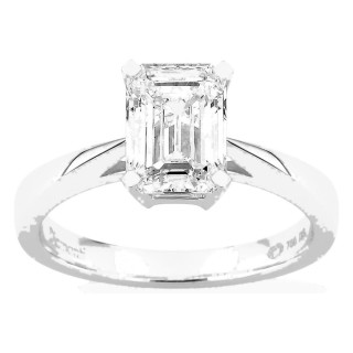 Anel solitário em ouro branco 18K com diamante criado de lapidação esmeralda 2,00 ct