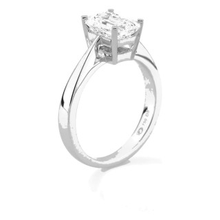 Anel solitário em ouro branco 18K com diamante criado de lapidação esmeralda 2,00 ct