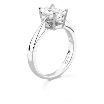 Anillo solitario de oro blanco 18K con diamante creado de talla esmeralda 2,00 ct