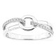 Anillo de plata de ley 925 rodiada con aros entrelazados y círculo calado con circonitas