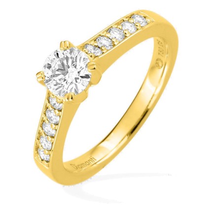 Anel solitário acompanhado em ouro amarelo 18K com diamantes criados 0,75 ct