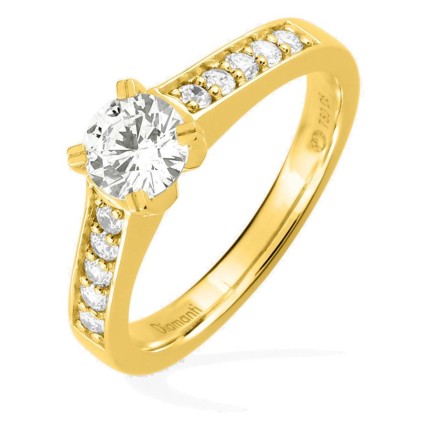 Anel solitário acompanhado em ouro amarelo 18K com diamantes criados 0,95 ct