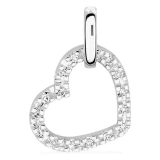 Pendente coração em ouro branco 18K com diamantes 0,045 ct