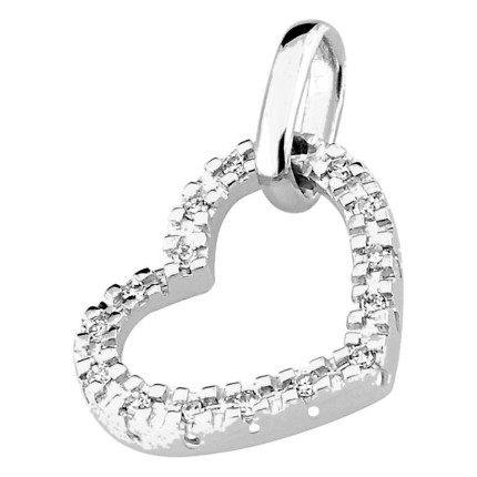 Pendente coração em ouro branco 18K com diamantes 0,045 ct