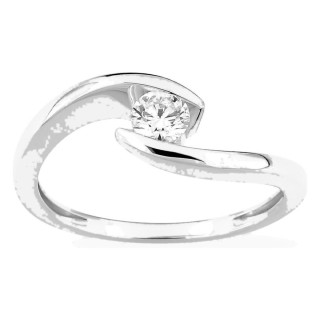 Anillo solitario de oro blanco 9K con diamante creado 0,25 ct en engaste ilusión