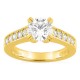 Anel solitário acompanhado em ouro amarelo 18K com diamantes criados 1,25 ct