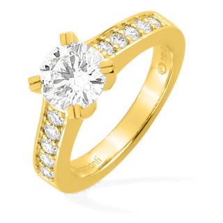 Anel solitário acompanhado em ouro amarelo 18K com diamantes criados 1,25 ct