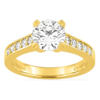 Anillo solitario acompañado de oro amarillo 18K con diamantes creados 1,80 ct