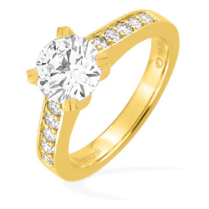 Anel solitário acompanhado em ouro amarelo 18K com diamantes criados 1,80 ct