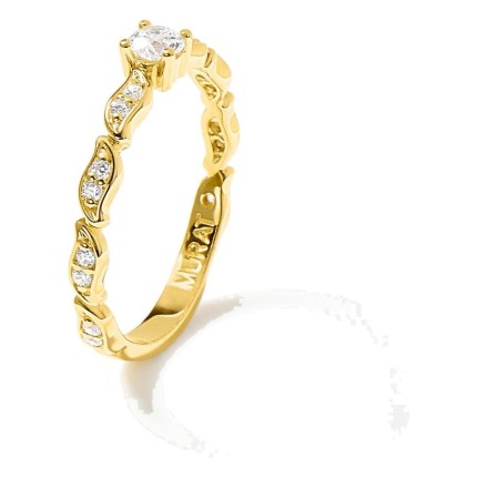 Anel La Marée Solitaire dourado