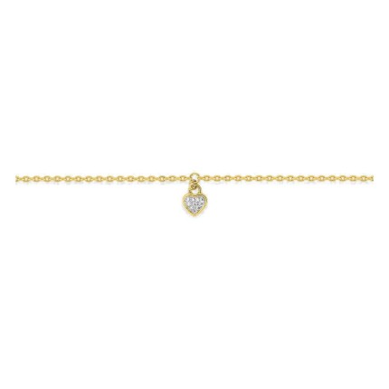 Pulseira de tornozelo banhada a ouro com coração de zircónias