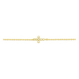 Pulsera cruz bañada en oro con circonitas