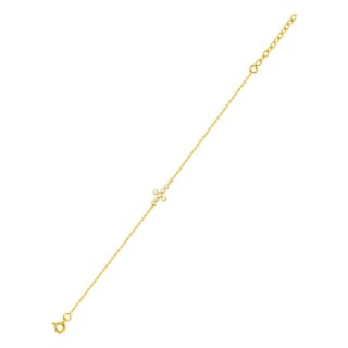 Pulsera cruz bañada en oro con circonitas