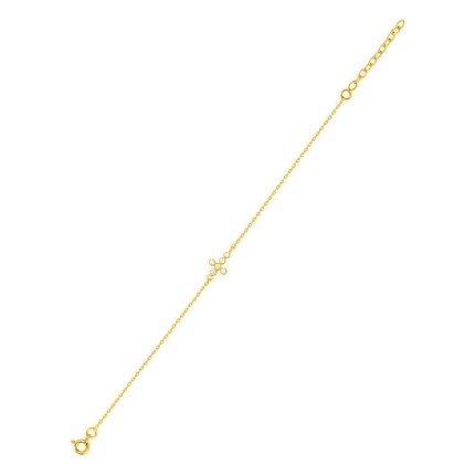 Pulseira cruz banhada a ouro com zircónias