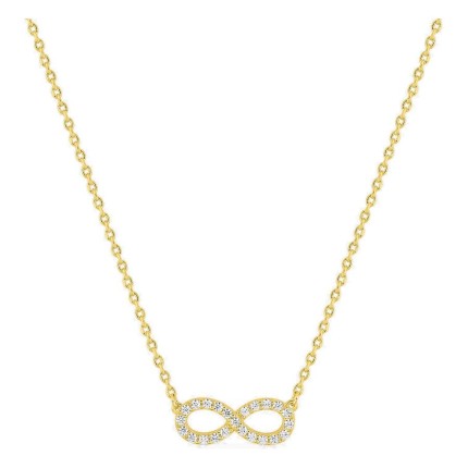 Collar cadena forzada infinito bañado en oro, rodio y pavé de circonitas
