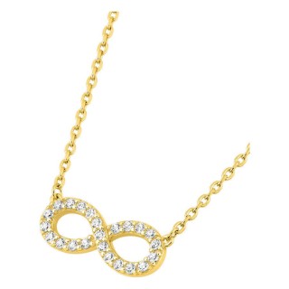Colar malha forçada infinito banhado a ouro, ródio e pavé de zircónias