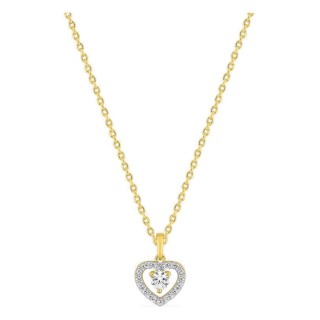 Collar corazón bañado en oro con circonitas y rodio