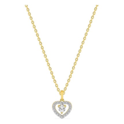 Collar corazón bañado en oro con circonitas y rodio