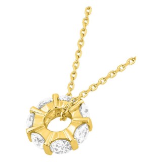 Collar bañado en oro colgante redondo con circonitas en engaste de carril