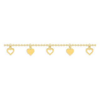 Pulsera bañada en oro con colgantes de corazón
