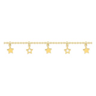 Pulsera acero dorado con colgantes de estrellas