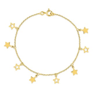 Pulseira aço dourado com pendentes de estrelas
