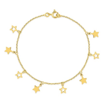 Pulsera acero dorado con colgantes de estrellas