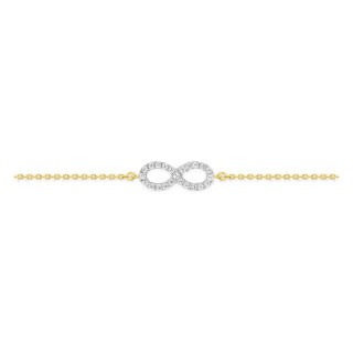 Pulsera motivo infinito bañada en oro, rodio y circonitas