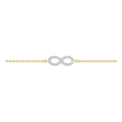 Pulsera motivo infinito bañada en oro, rodio y circonitas
