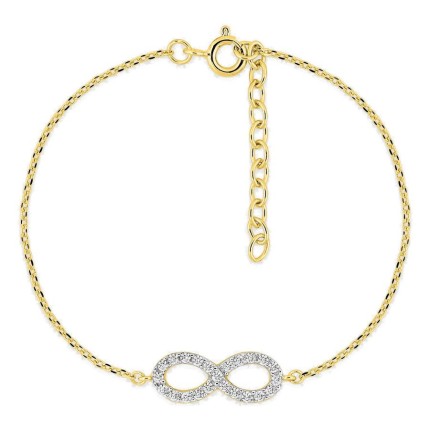 Pulseira motivo infinito banhada a ouro, ródio e zircónias