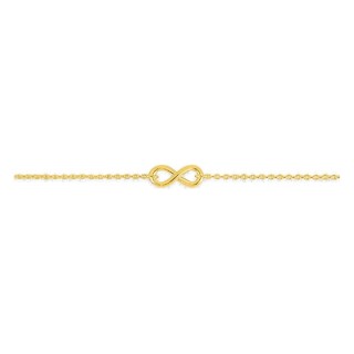 Pulseira de tornozelo banhada a ouro com motivo central infinito em malha forçada fina