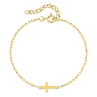 Pulseira de tornozelo cruz banhada a ouro
