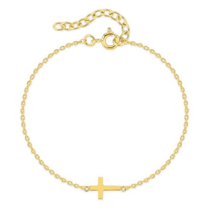 Pulseira de tornozelo cruz banhada a ouro