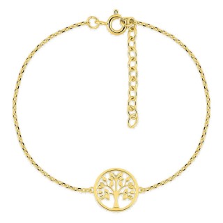 Pulseira árvore da vida 10 mm banhada a ouro