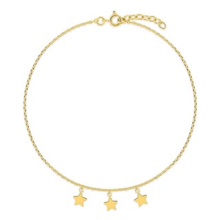 Pulseira de tornozelo banhada a ouro com pendentes de estrela