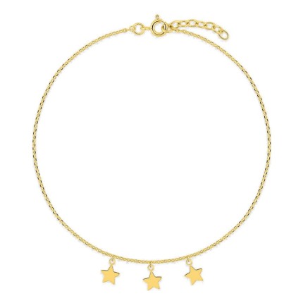 Pulseira de tornozelo banhada a ouro com pendentes de estrela
