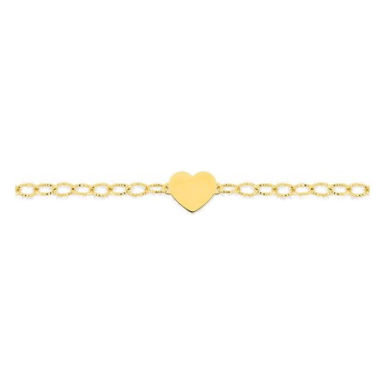 Pulseira banhada a ouro com coração preto