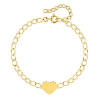 Pulseira banhada a ouro com coração preto