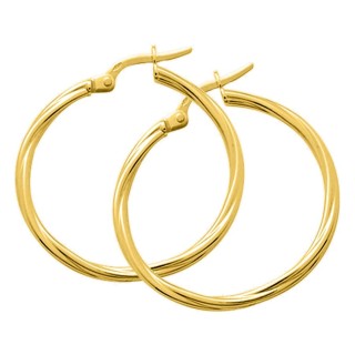 Brincos argola banhados a ouro torcidos 25 mm