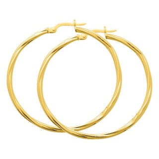 Argolas 35 mm tubo torcido 2 mm banhadas a ouro