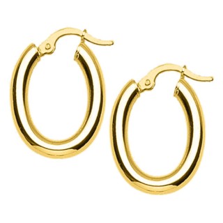 Brincos argola ovais banhados a ouro tubo 3 mm