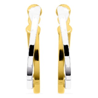 Pendientes aro 15 mm anillas bicolores bañadas en oro y rodio