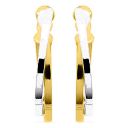 Pendientes aro 15 mm anillas bicolores bañadas en oro y rodio