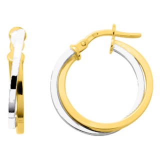 Pendientes aro 15 mm anillas bicolores bañadas en oro y rodio