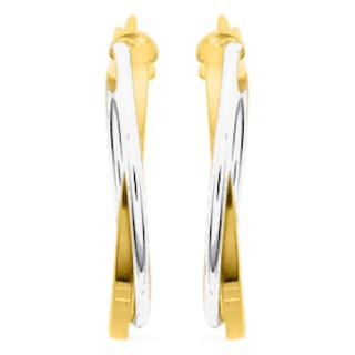 Pendientes aro 20 mm anillas bicolores bañadas en oro y rodio