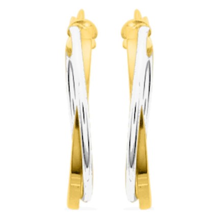Brincos argola 20 mm argolas bicolores banhadas a ouro e ródio
