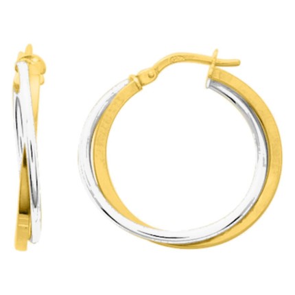 Pendientes aro 20 mm anillas bicolores bañadas en oro y rodio