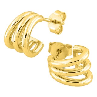 Brincos meia argola banhados a ouro argola tripla